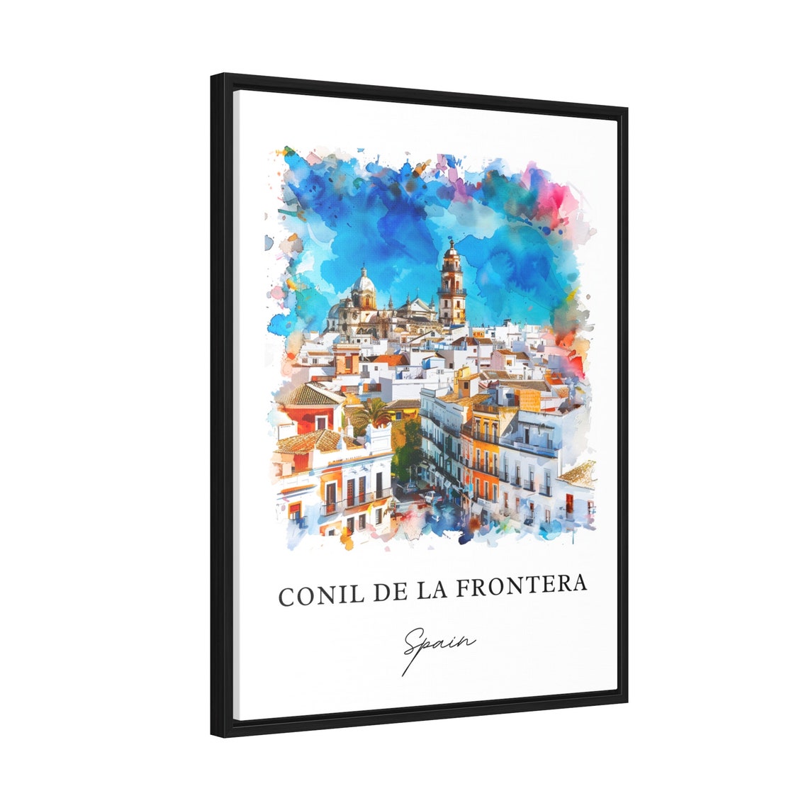 Conil de la Frontera Spain White Town Watercolor Travel Poster - Image 2