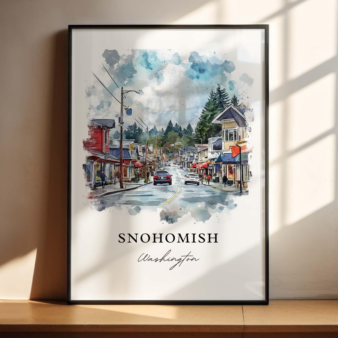 Snohomish Washington Historic Main Street Town Watercolor Poster - Image 5