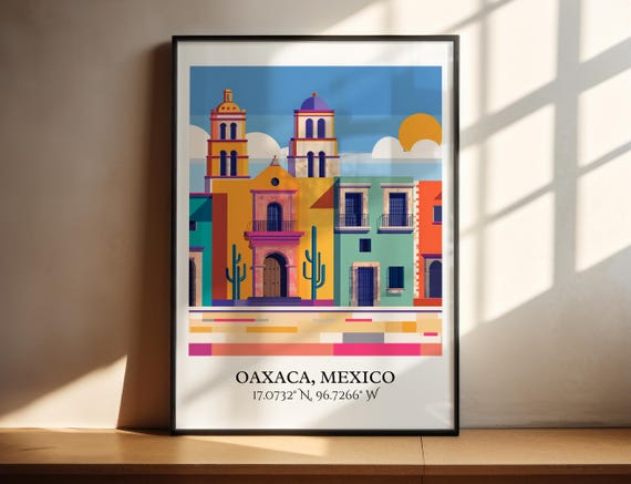 Oaxaca Art Retro Travel Mexico Home Decor Gift Prints Housewarming