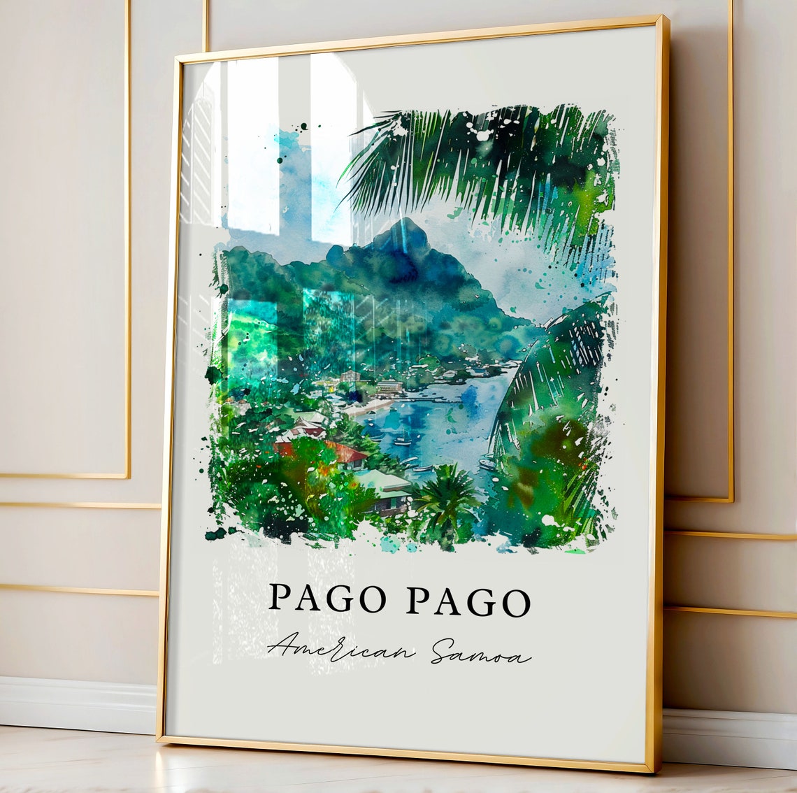Pago Pago American Samoa Watercolor Harbor Island Travel Poster - Image 4
