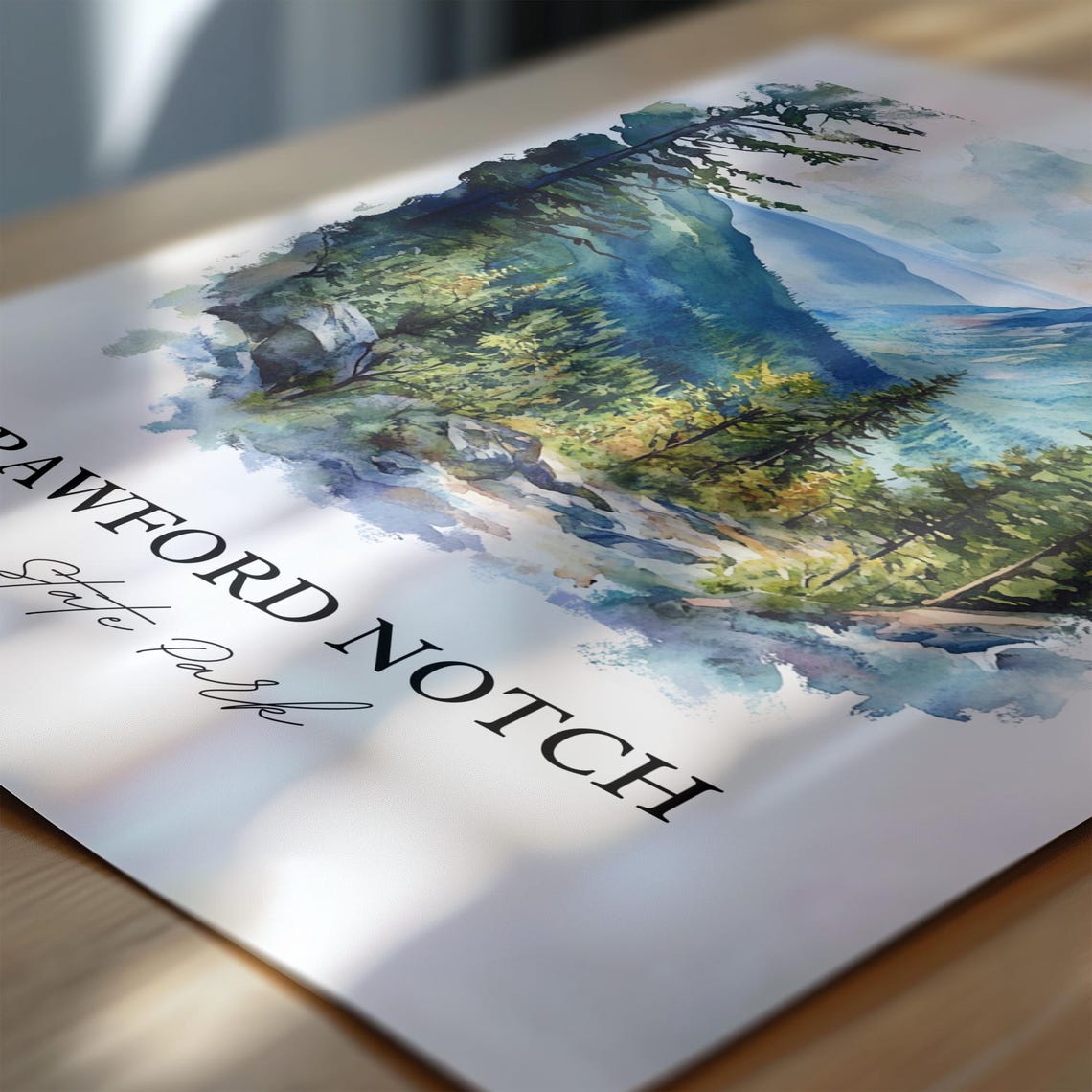 Crawford Notch State Park Mountain Valley Streams Watercolor Poster - Image 6