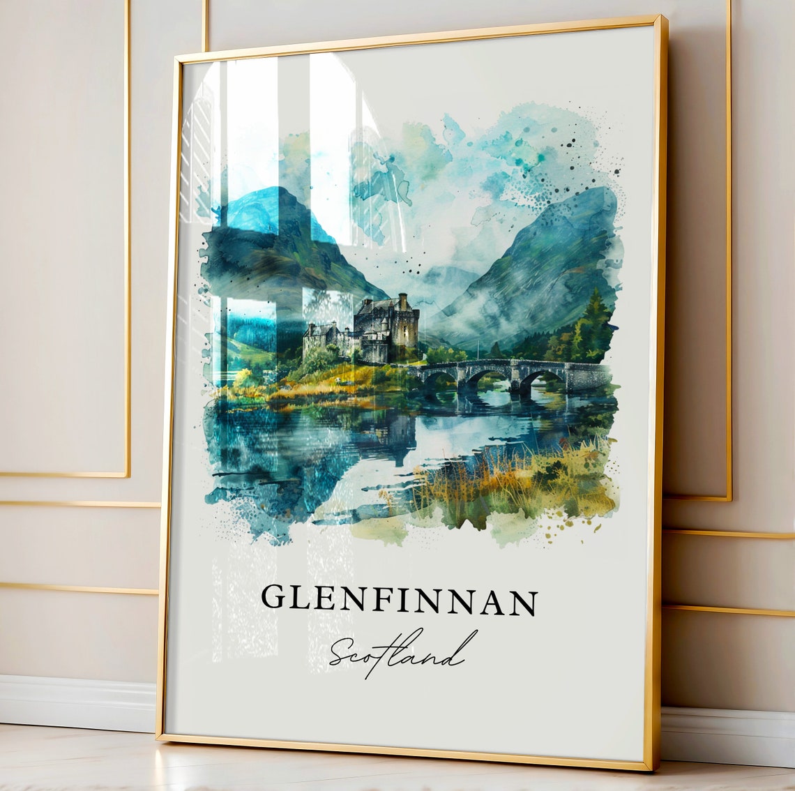 Glenfinnan Scotland Watercolor Travel Poster, Housewarming - Image 4