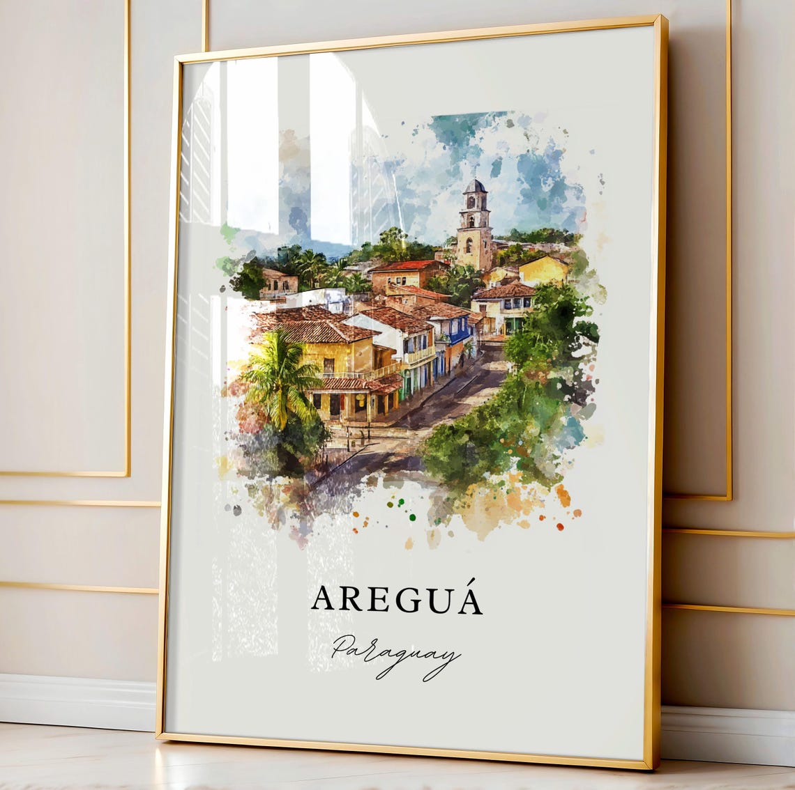 Aregua Paraguay Wall Art Print Watercolor Gift Travel Poster Housewarming - Image 3
