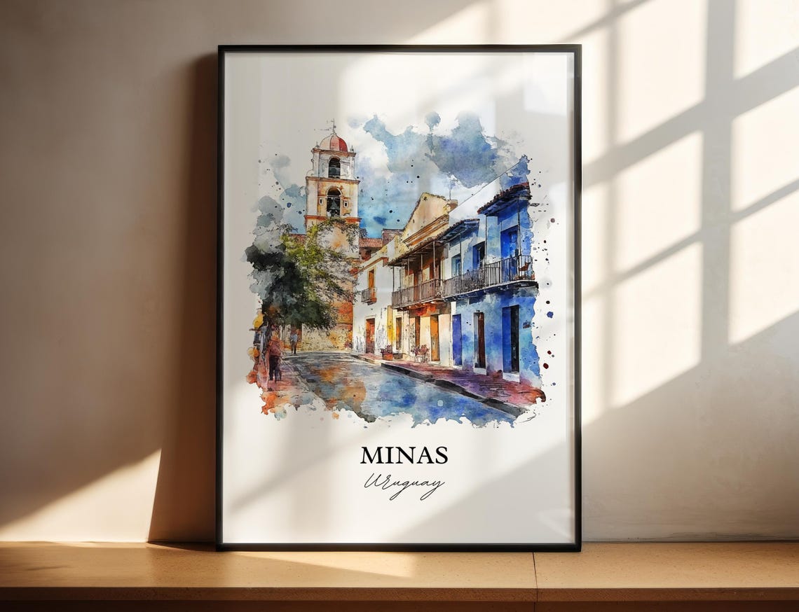 Minas Uruguay Wall Art Lavalleja Print Watercolor Gift Travel Poster Housewarming