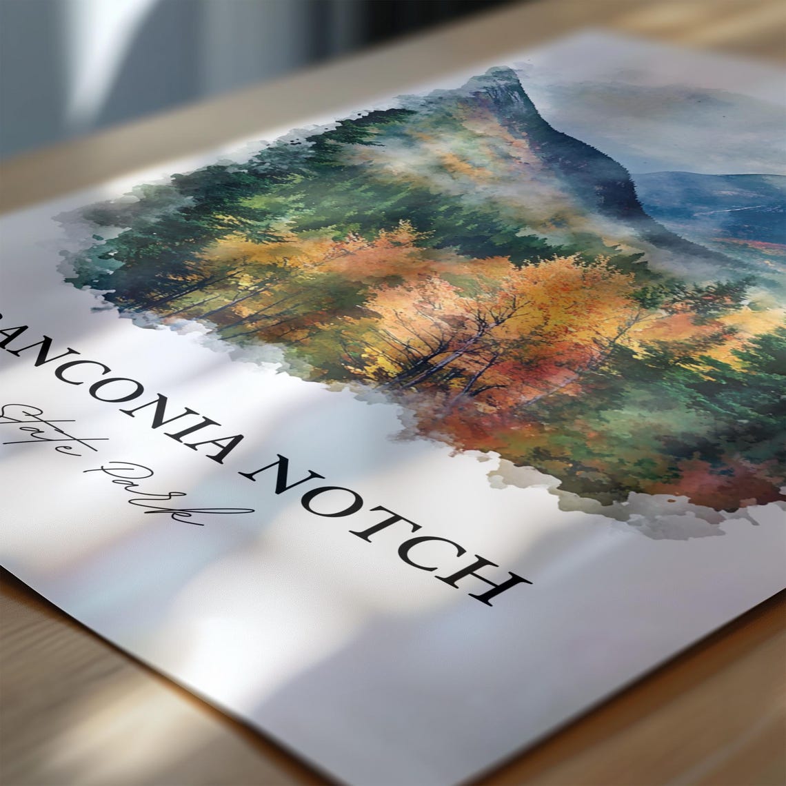Franconia Notch State Park Autumn Mountains Watercolor Poster - Image 6
