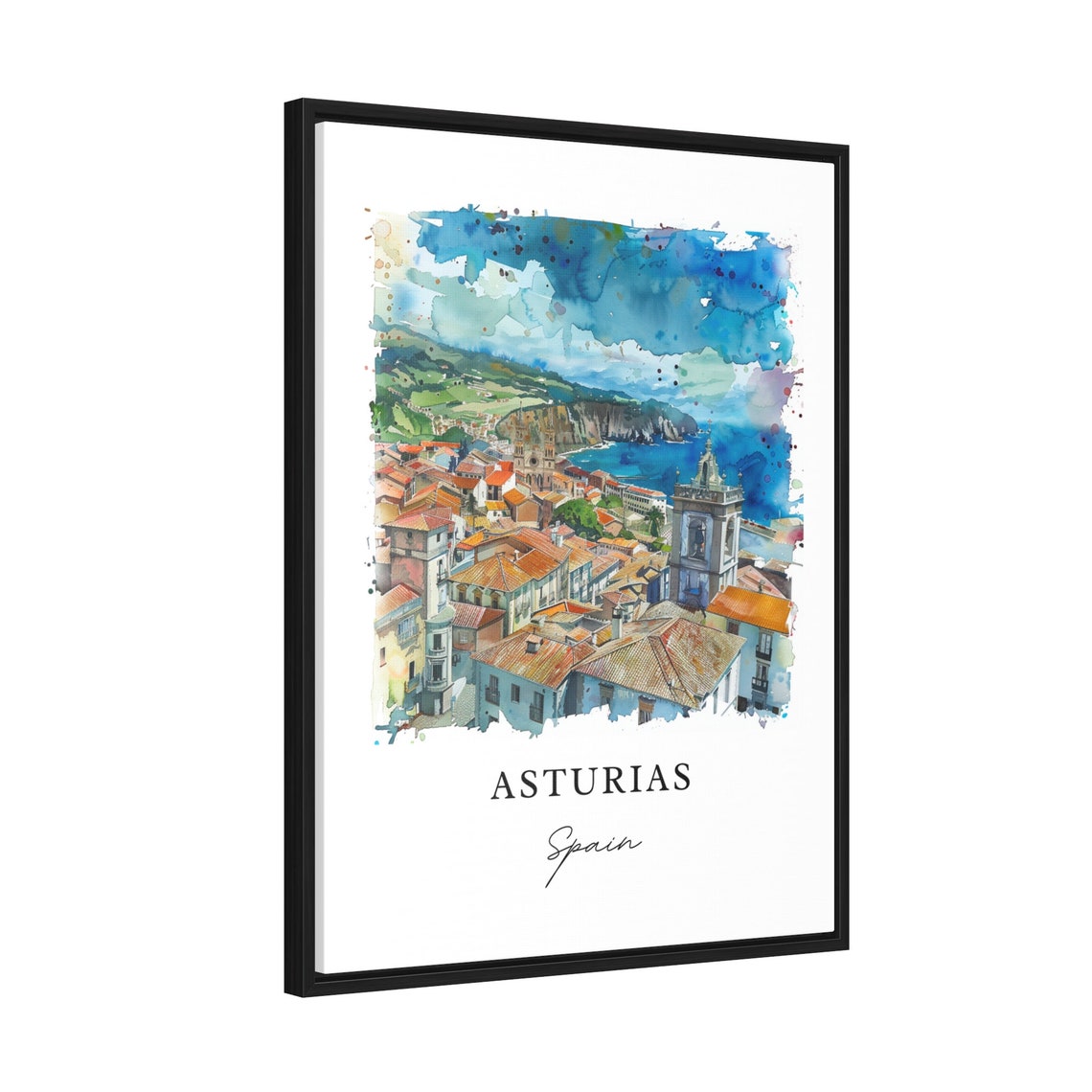 Asturias Spain Watercolor Travel Poster, Housewarming - Image 2