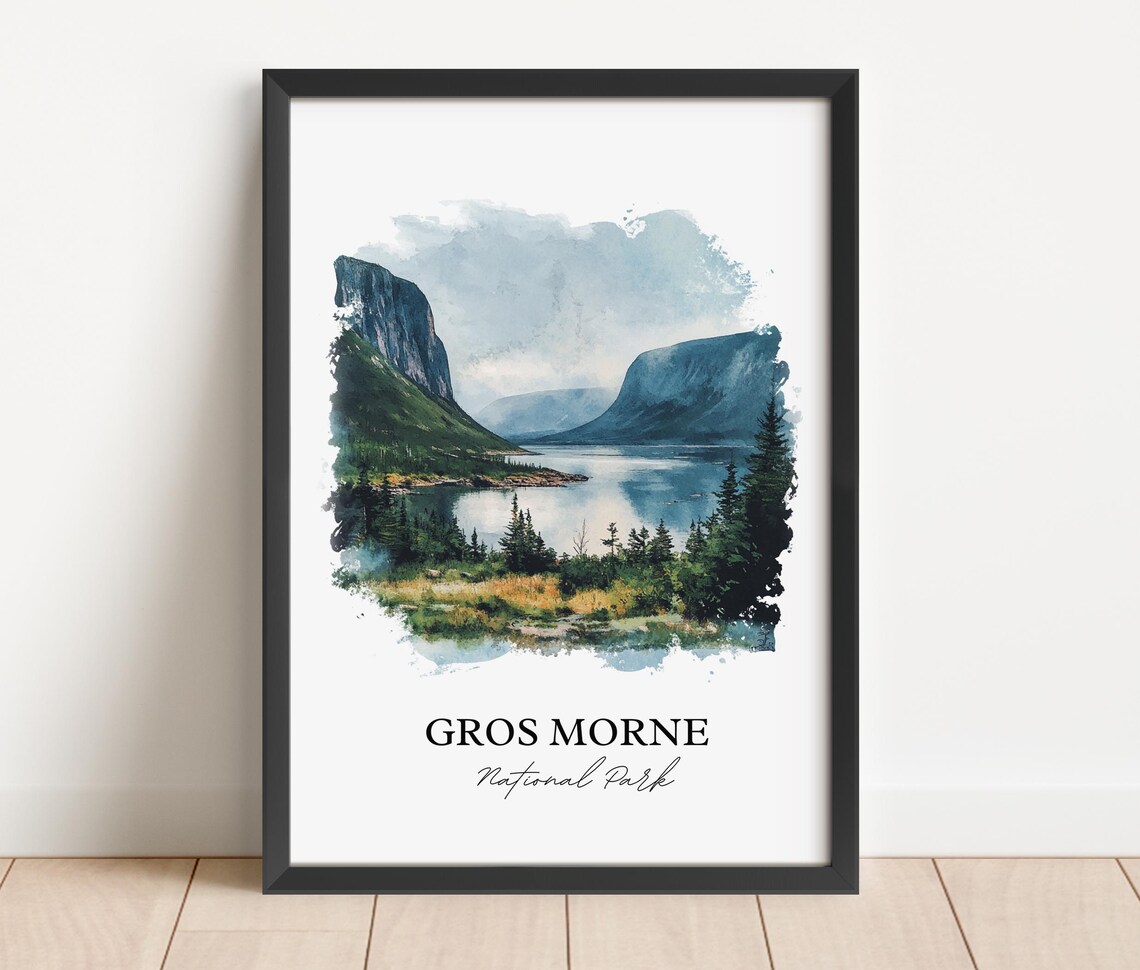 Gros Morne National Park Newfoundland Fjord Watercolor Poster - Image 2