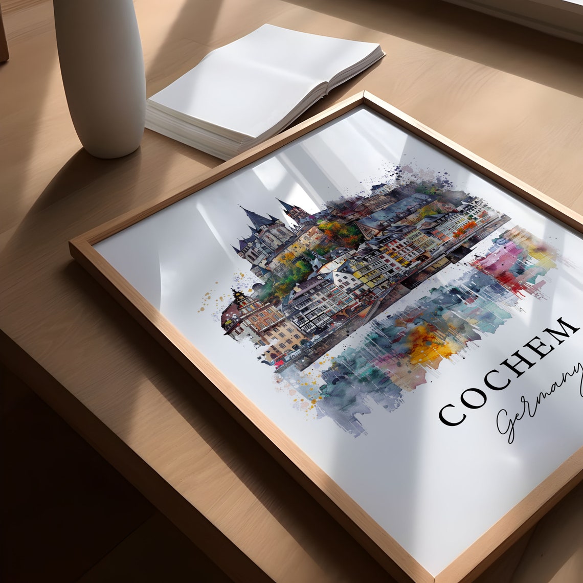 Cochem Germany Watercolor Travel Poster, Art Print - Image 4