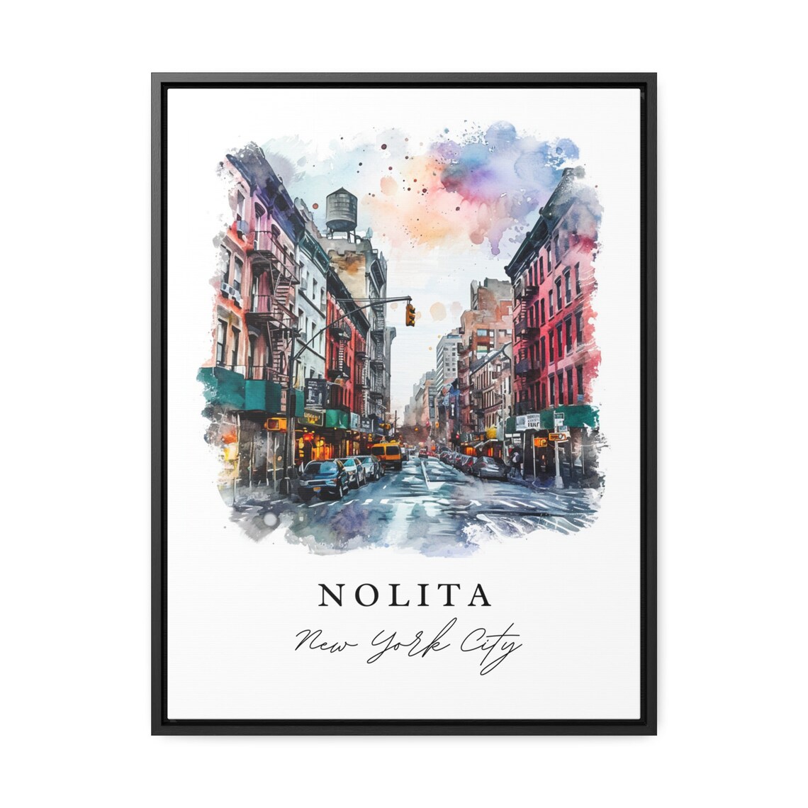 Nolita New York City Street Watercolor Manhattan Travel Poster - Image 2