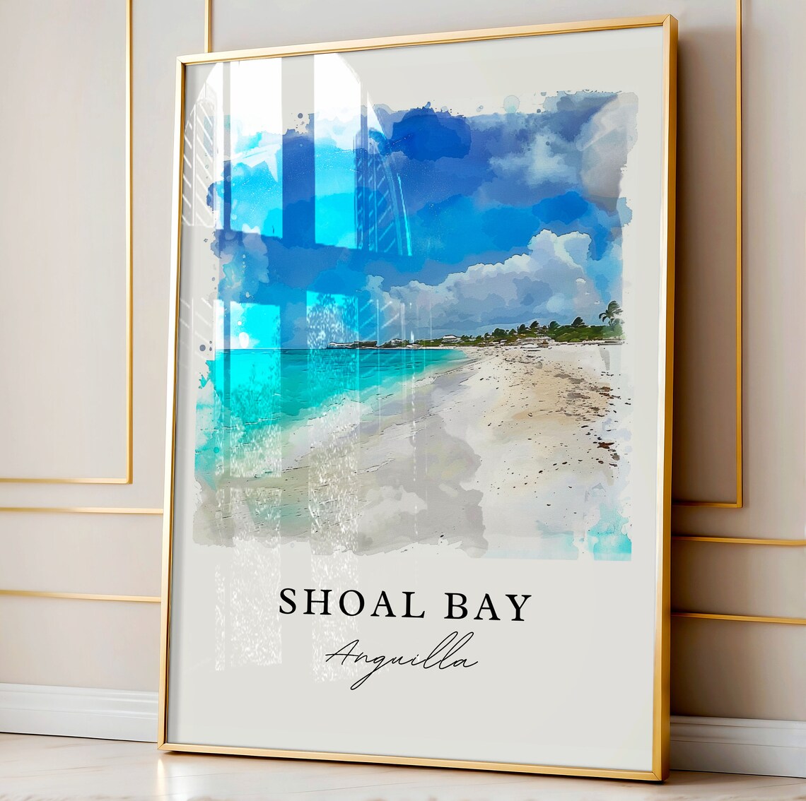 Shoal Bay Anguilla Watercolor Turquoise Beach Paradise Poster - Image 4