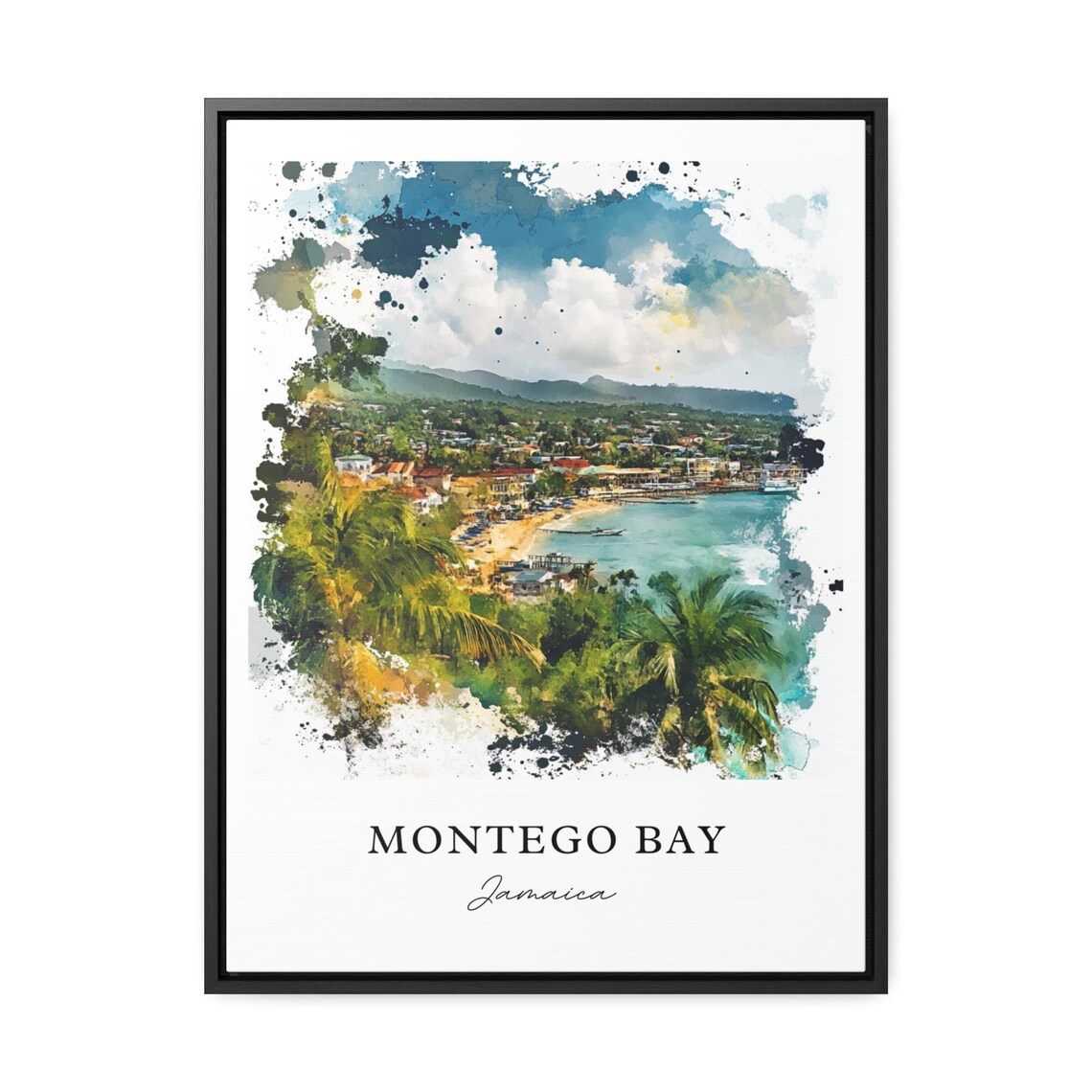 Montego Bay Jamaica Watercolor Travel Poster Print - Image 2