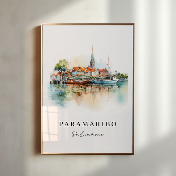 Paramaribo Wall Art Suriname Poster Print Wedding Gift Birthday Present Custom Text Perfect