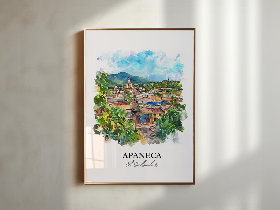 Apaneca El Salvador Ruta de las Flores Town Watercolor Poster - Image 5