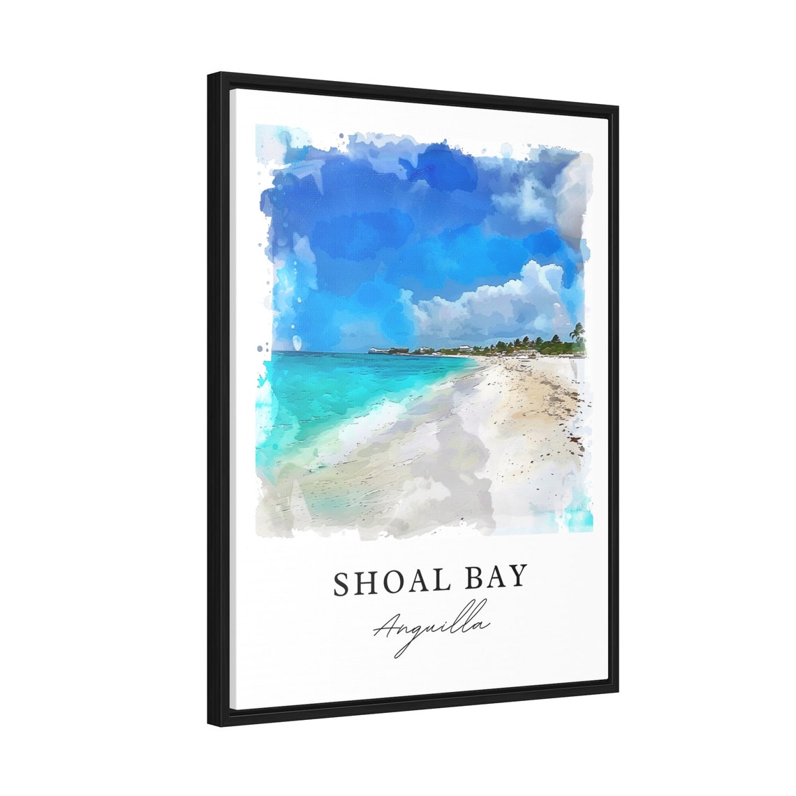 Shoal Bay Anguilla Watercolor Turquoise Beach Paradise Poster - Image 2