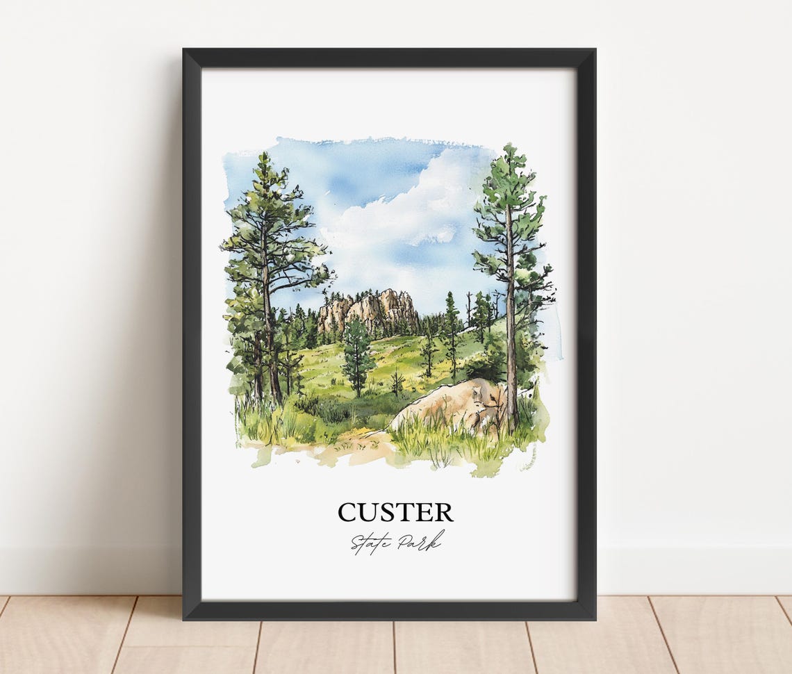 Custer State Park South Dakota Scenic Pine Forest Trail Art Poster - Image 2