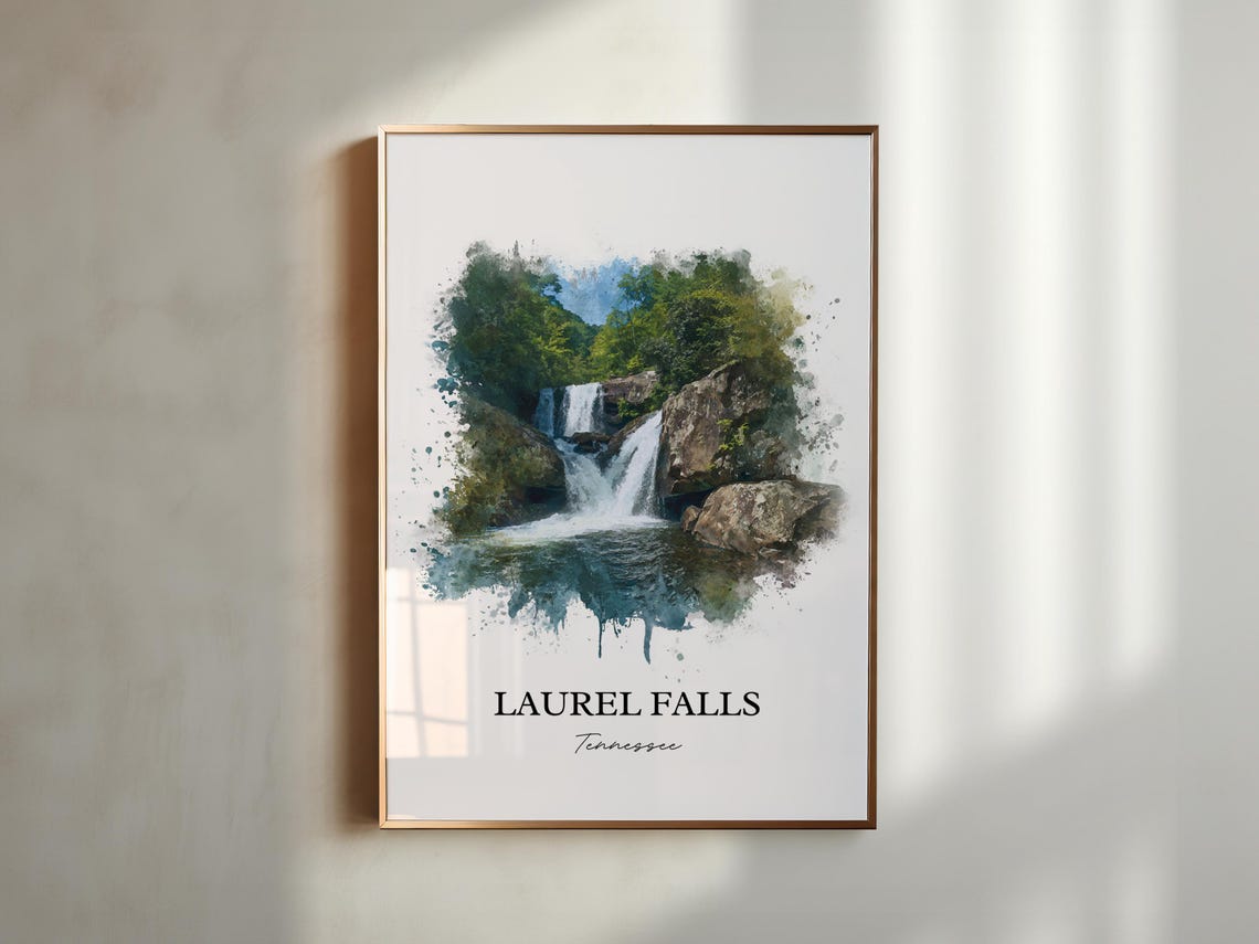 Laurel Falls Tennessee Smoky Mountain Forest Cascade Travel Poster - Image 3