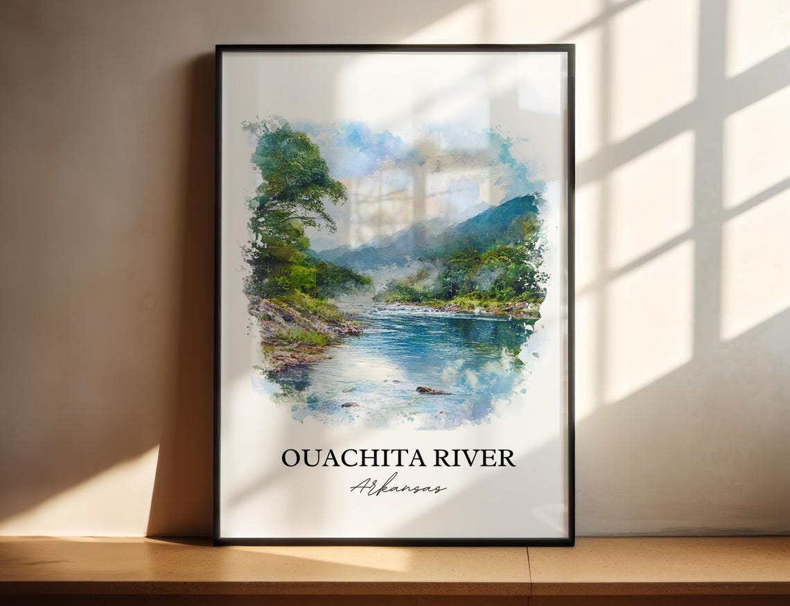 Ouachita River Arkansas Forested Rapids Watercolor River Poster