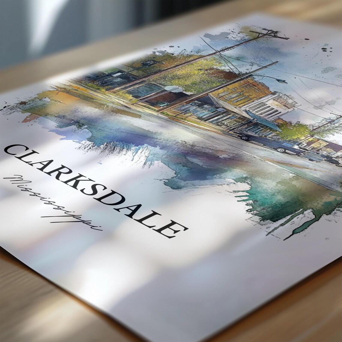 Clarksdale Mississippi Small Town Main Street Watercolor Poster - Image 5