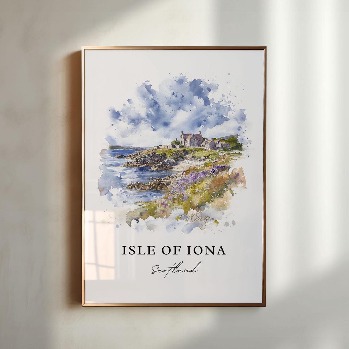 Isle Of Iona Wall Art Isle Of Iona Print Isle Of Iona Watercolor Art Inner Hebrides Gift Travel Print Travel Poster Housewarming Gift