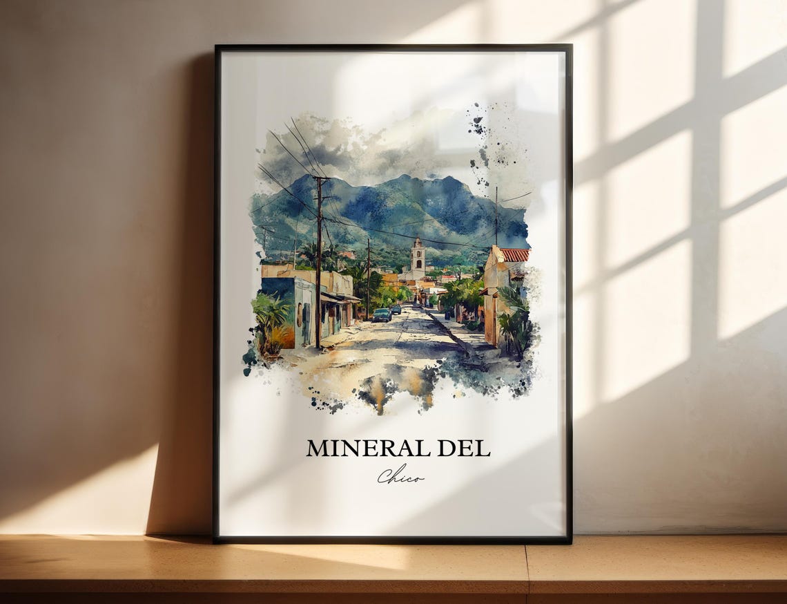 Mineral Del Chico Wall Art Mexico Print Watercolor Gift Travel Poster Housewarming