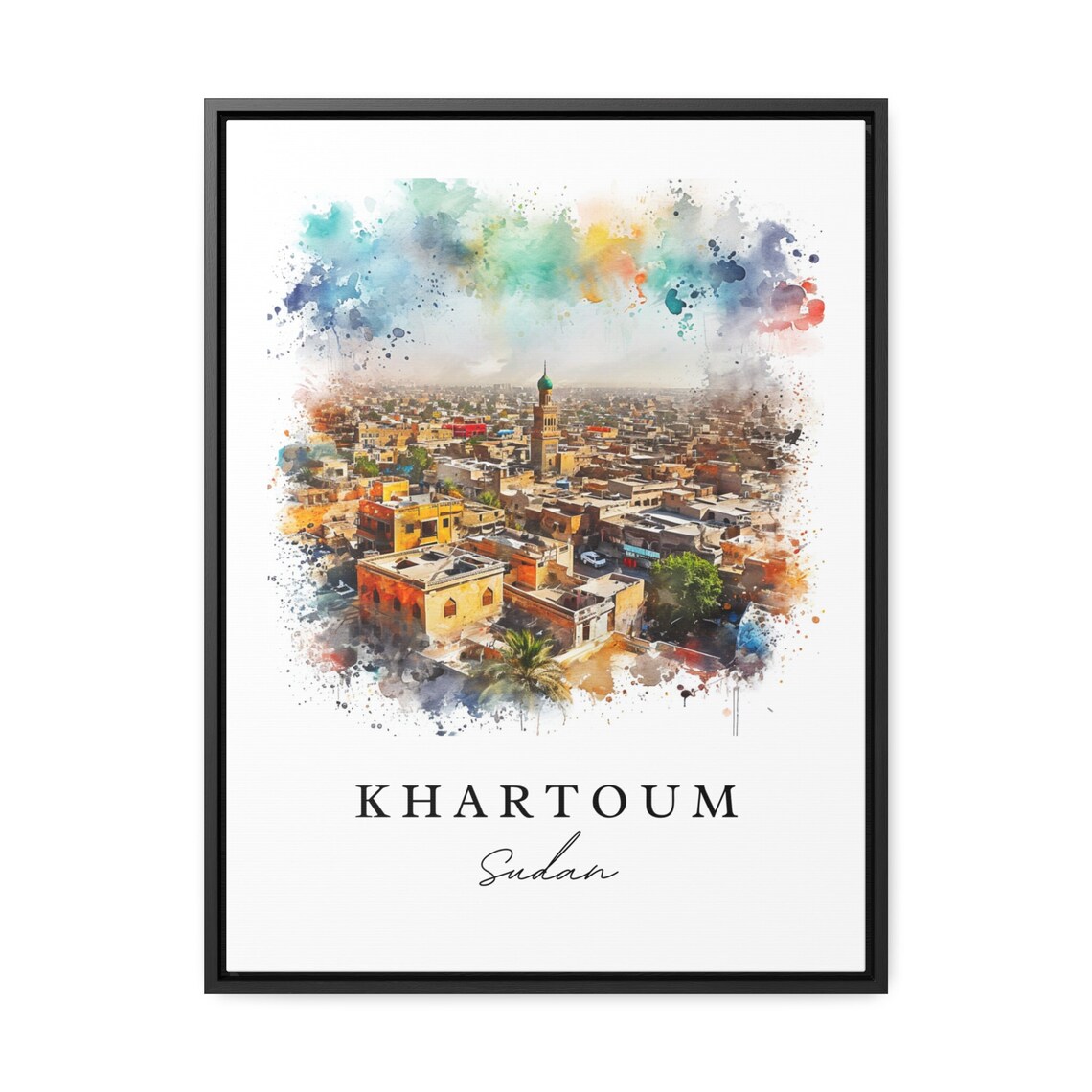 Khartoum Sudan Cityscape Minaret Watercolor Travel Poster Minimalist Travel Home Gift - Image 2