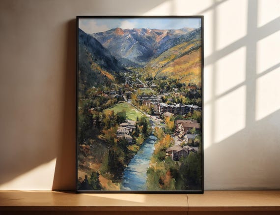 Aspen Colorado Watercolor Art Co Travel Print Ski Artwork Decor Wall