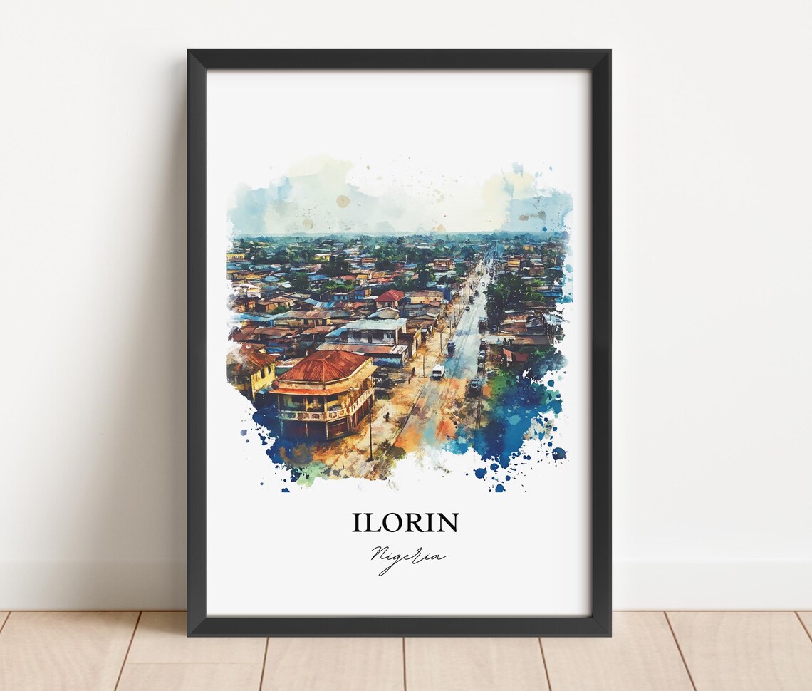 Ilorin Nigeria Watercolor Cityscape African Street Art Poster - Image 3