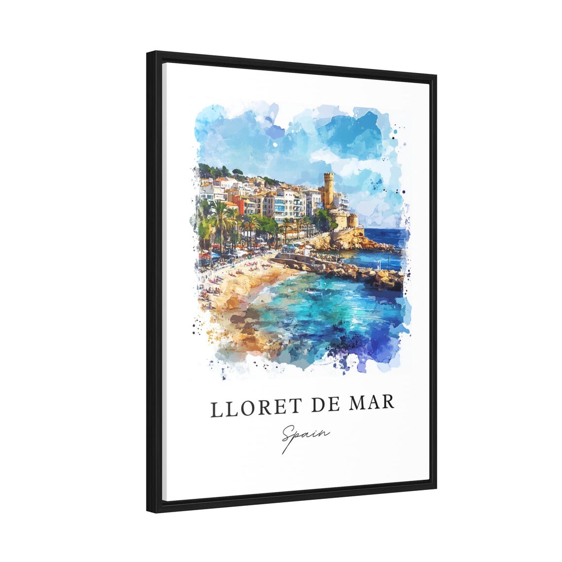 Lloret de Mar Spain Beach and Castle Coast Watercolor Poster - Image 2