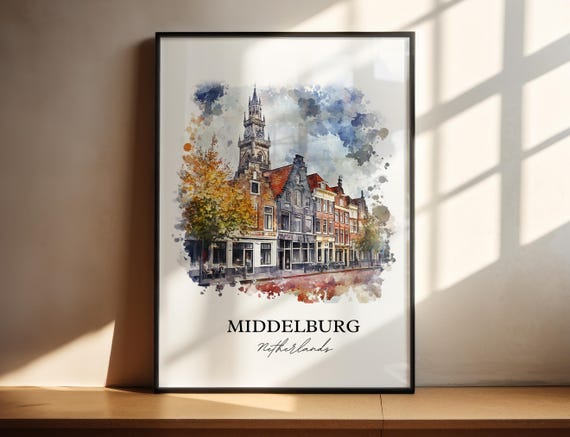 Middelburg Netherlands Watercolor Travel Poster