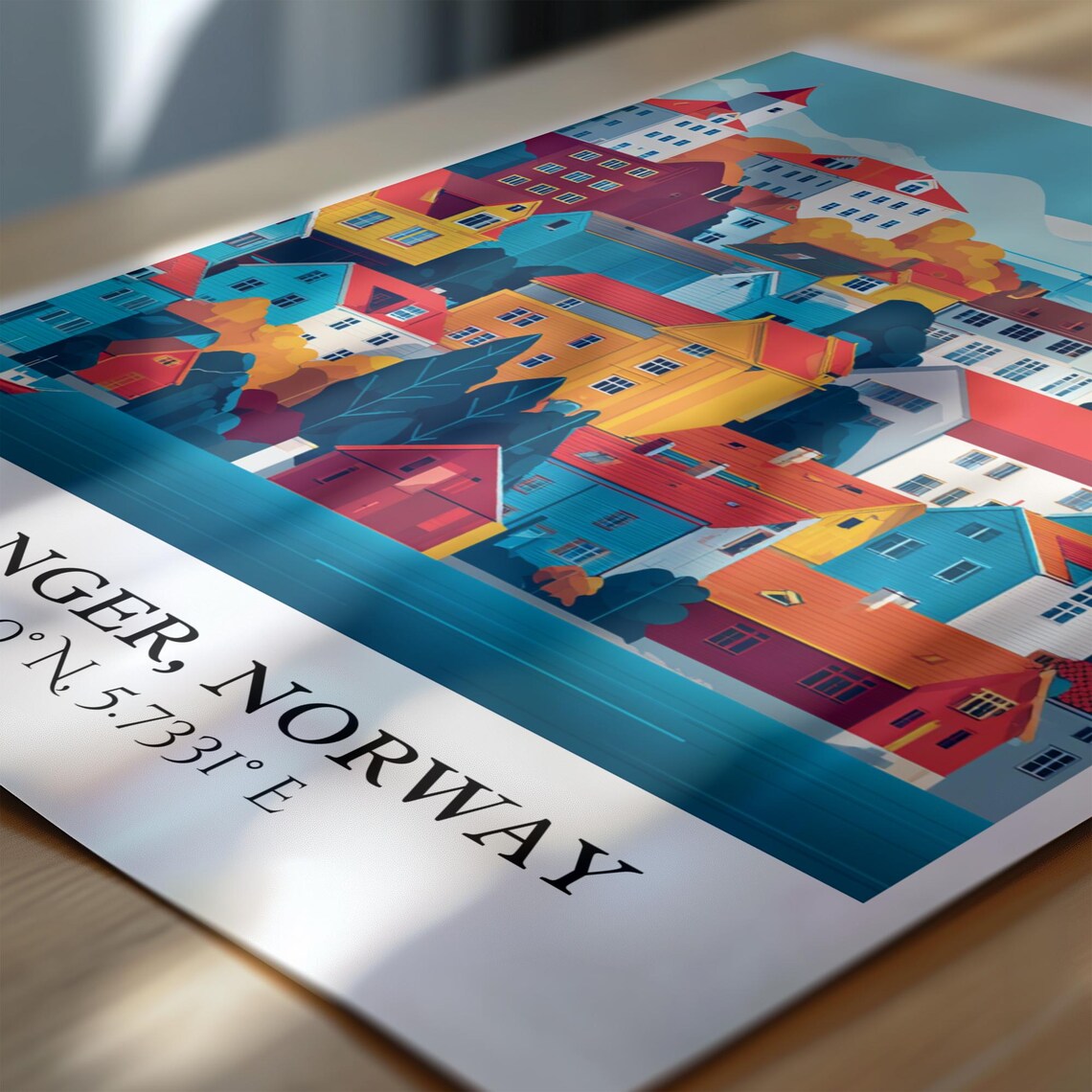 Stavanger Norway Old Town Harbor Colorful Houses Travel Poster - Image 7