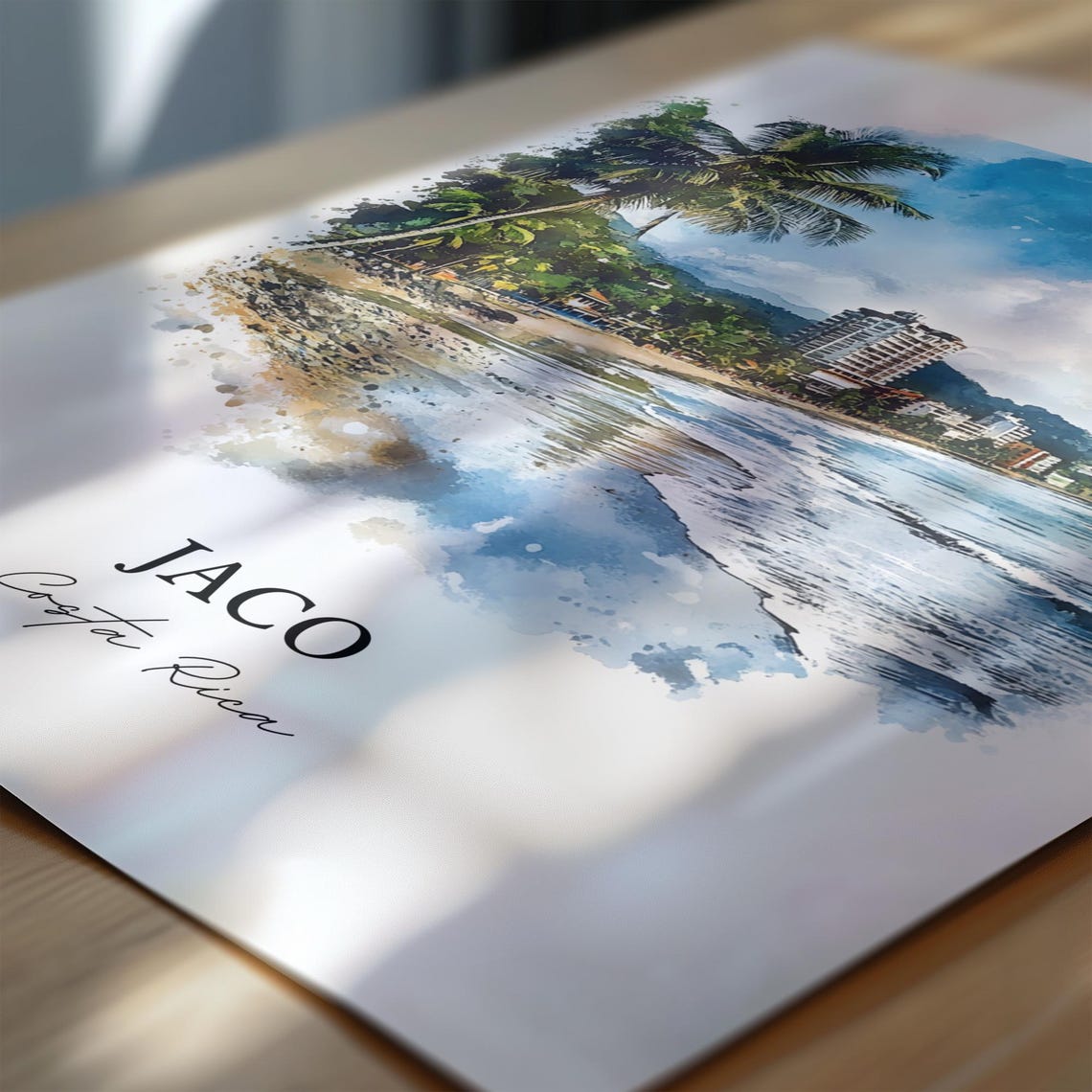 Jaco Costa Rica Palm Lined Beach Town Surf Watercolor Poster - Image 6