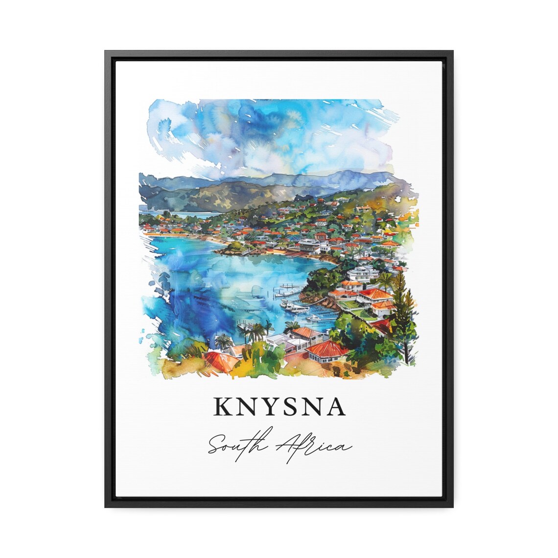 Knysna South Africa Coastal Lagoon Town Watercolor Travel Poster - Image 3