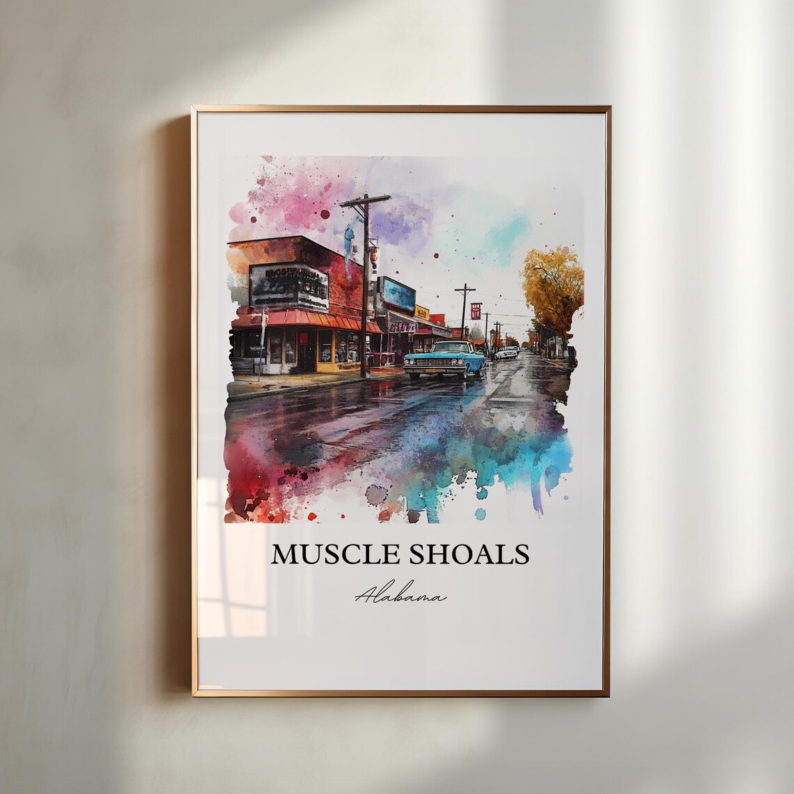 Muscle Shoals, Alabama Watercolor Travel Poster