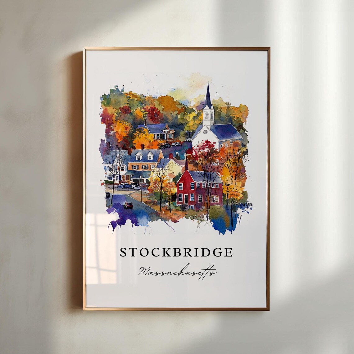 Stockbridge, MA Watercolor Travel Poster