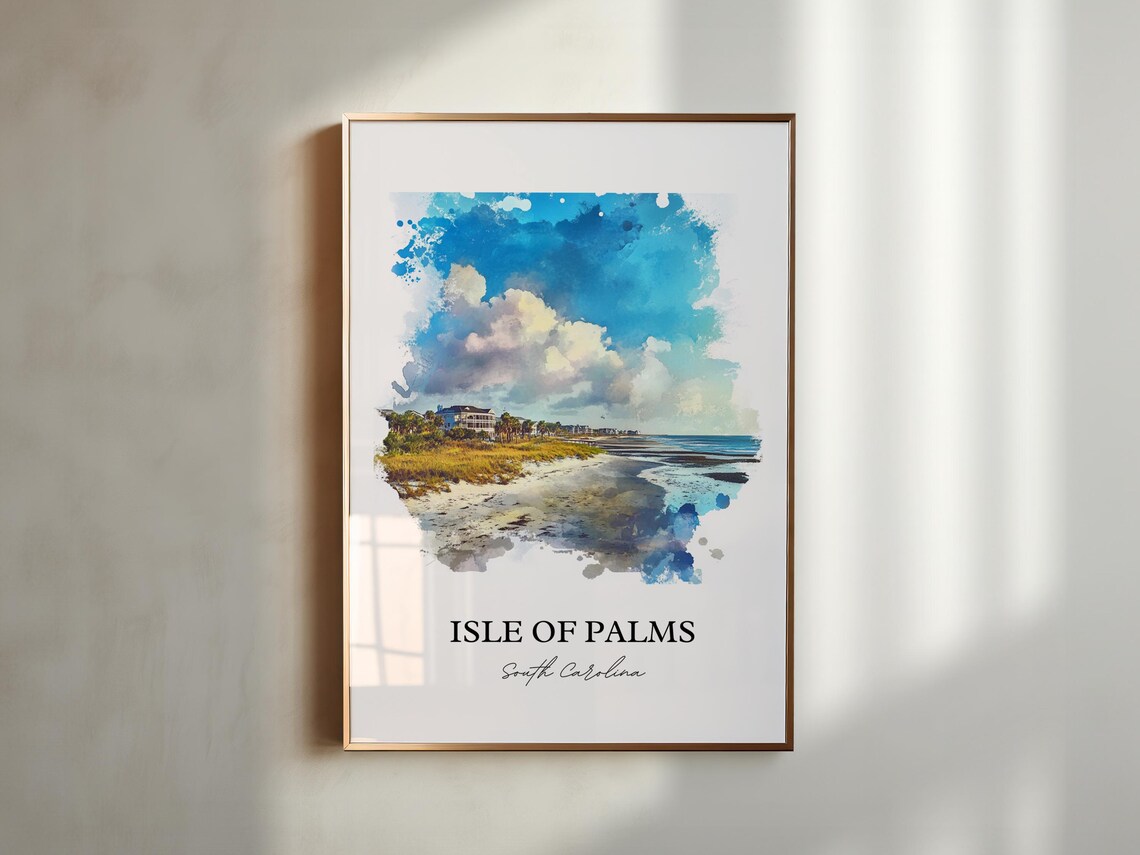 Isle of Palms South Carolina Beach Houses Surf Watercolor Poster - Image 3