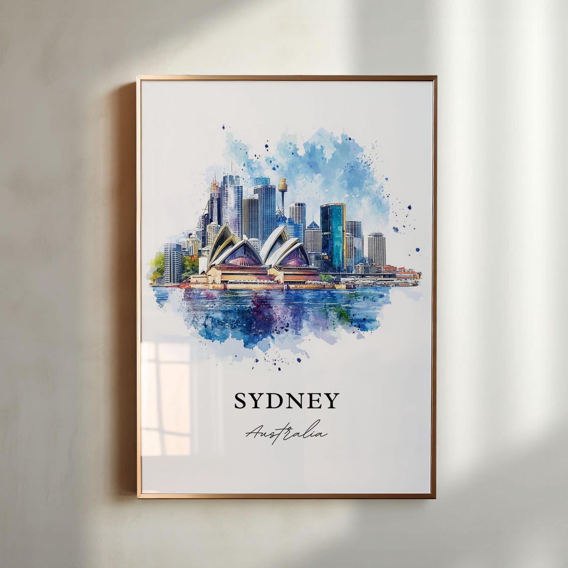 Sydney Australia Opera House Harbour Skyline Watercolor Travel Poster