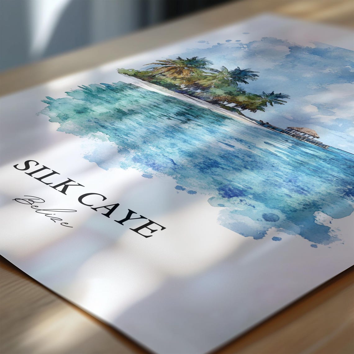 Silk Caye Wall Art Belize Print Watercolor Gift Travel Poster Housewarming - Image 6