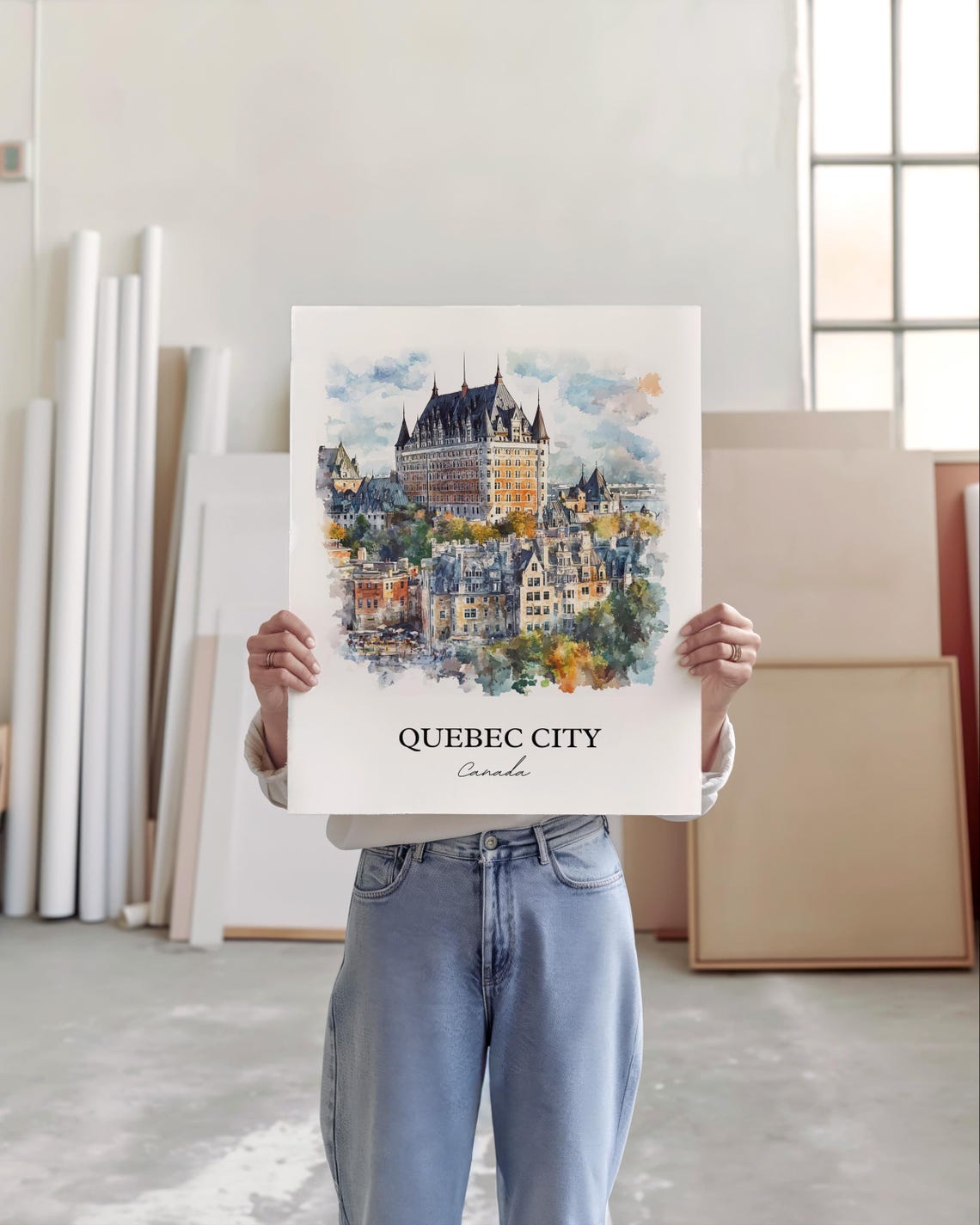 Quebec City Canada Chateau Frontenac Watercolor Landmark Poster - Image 4