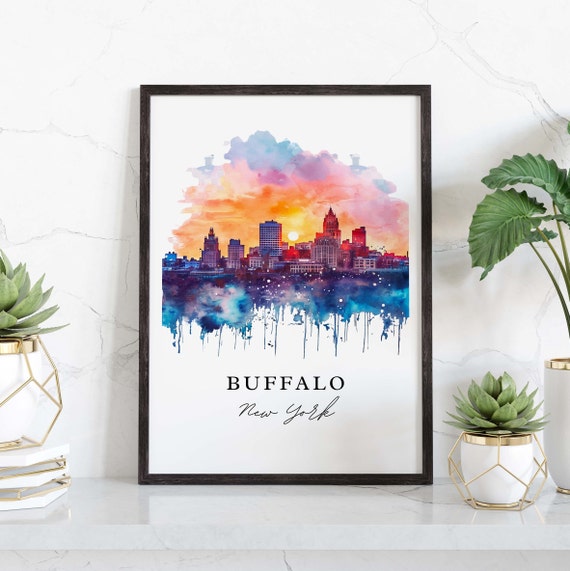 Buffalo NY Custom Text Cityscape Art Print