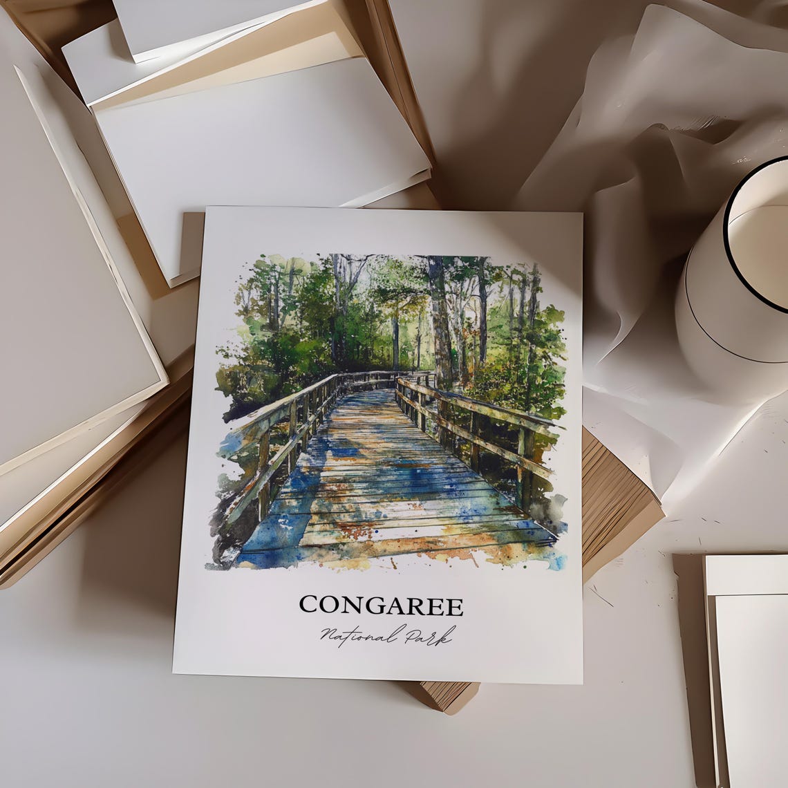 Congaree National Park South Carolina Shaded Boardwalk Art Poster - Image 4