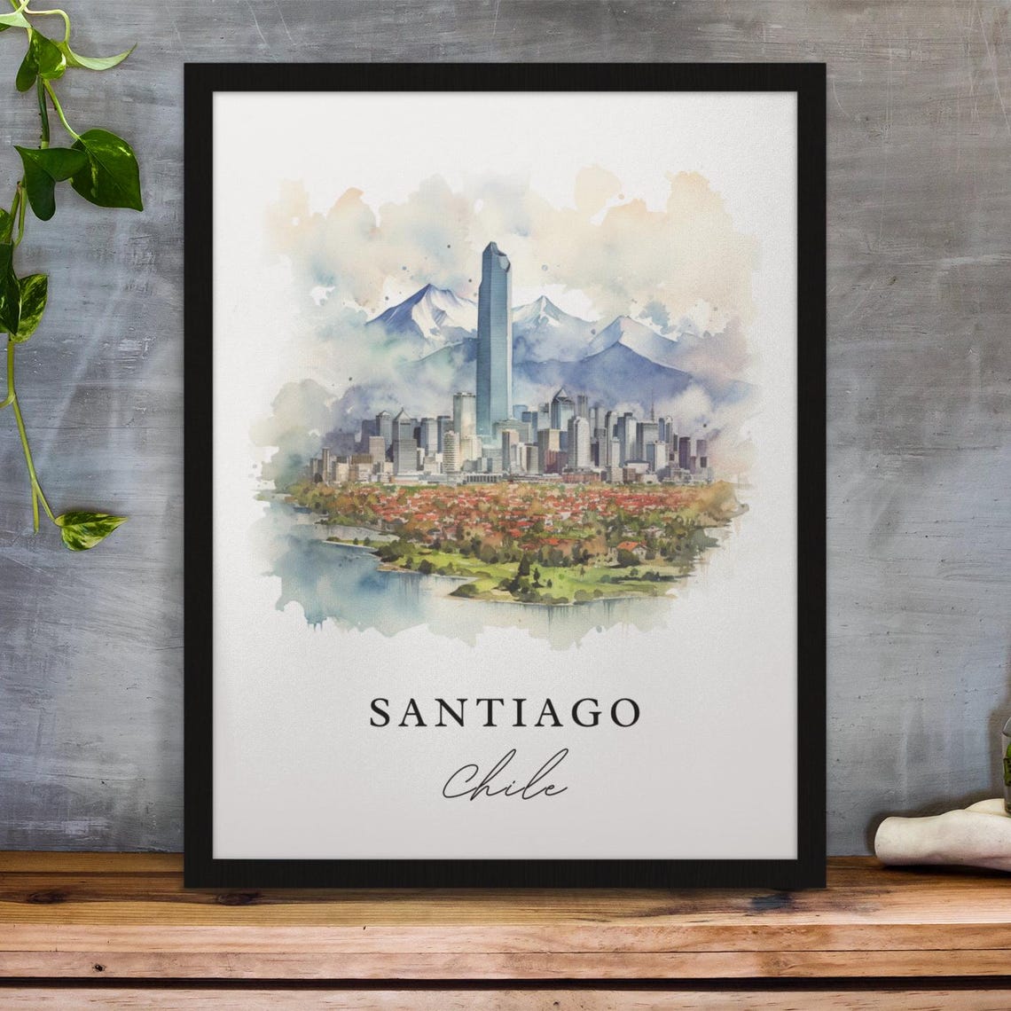 Santiago Chile Wall Art Poster Wedding Gift Birthday Present Custom Text Personalized - Image 2