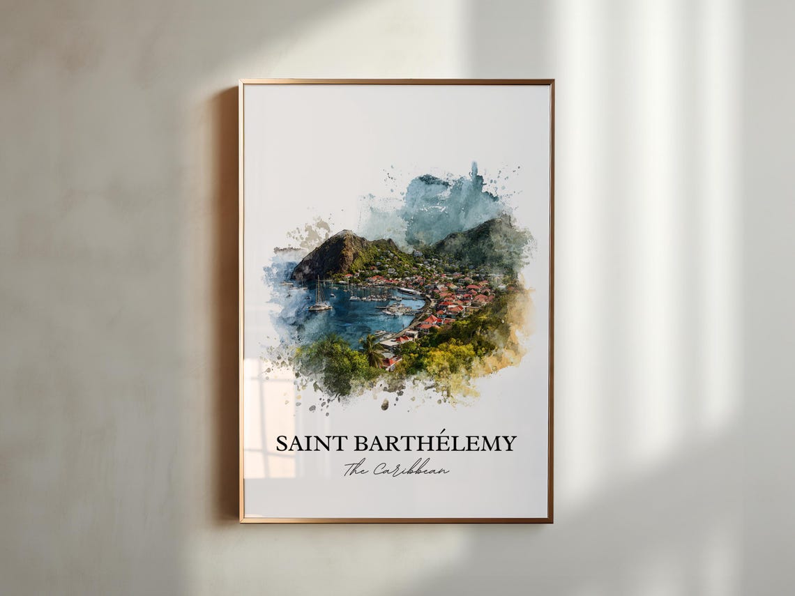 St Barts Watercolor Travel Poster, Caribbean Art - Image 4