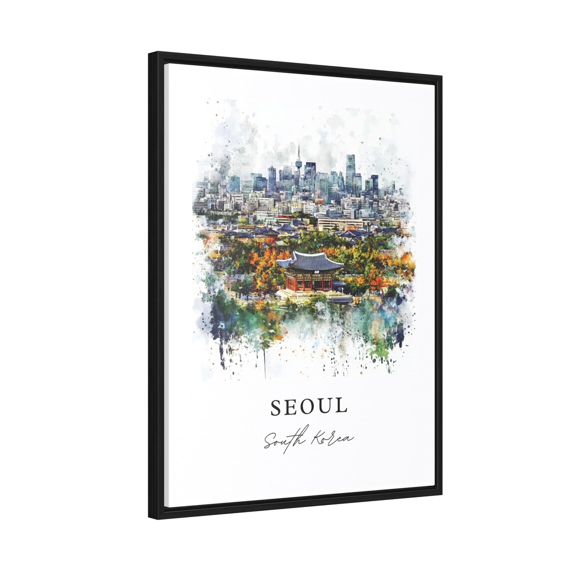 Seoul South Korea Watercolor Palace Skyline City Panorama Poster - Image 2