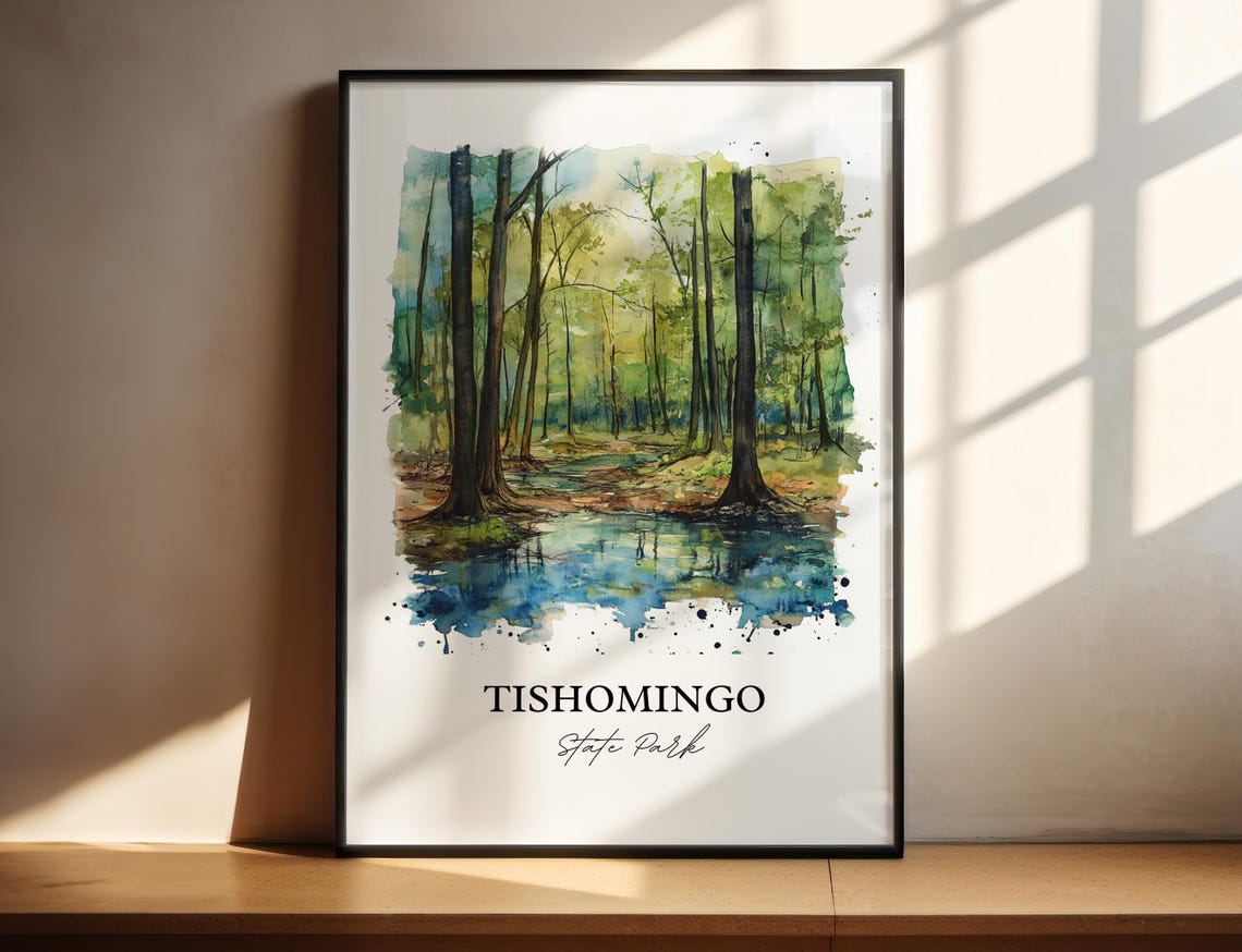 Tishomingo State Park Forest Creek Watercolor Nature Art Poster - Image 5