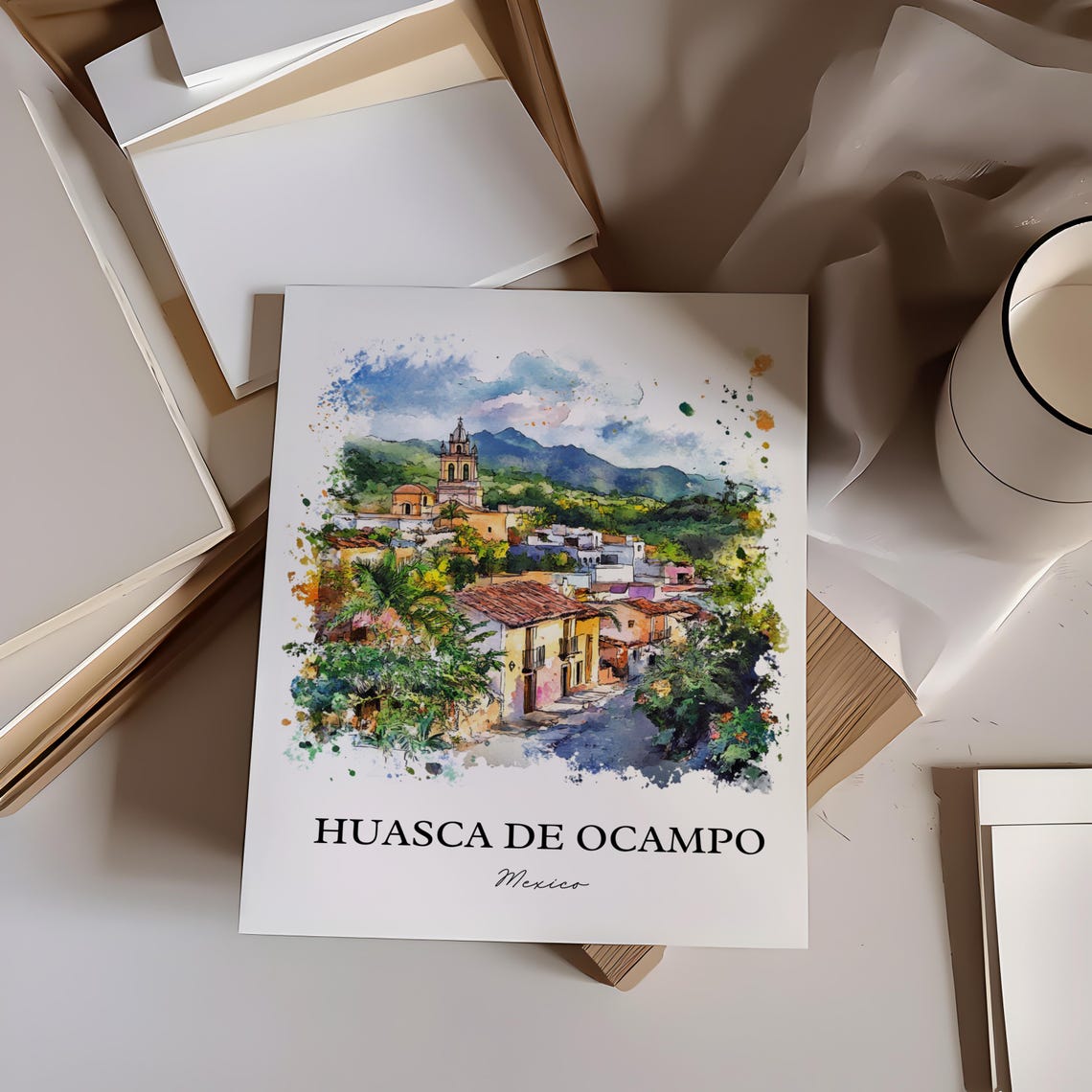 Huasca de Ocampo Mexico Verdant Hillside Church Lush Town Poster - Image 2
