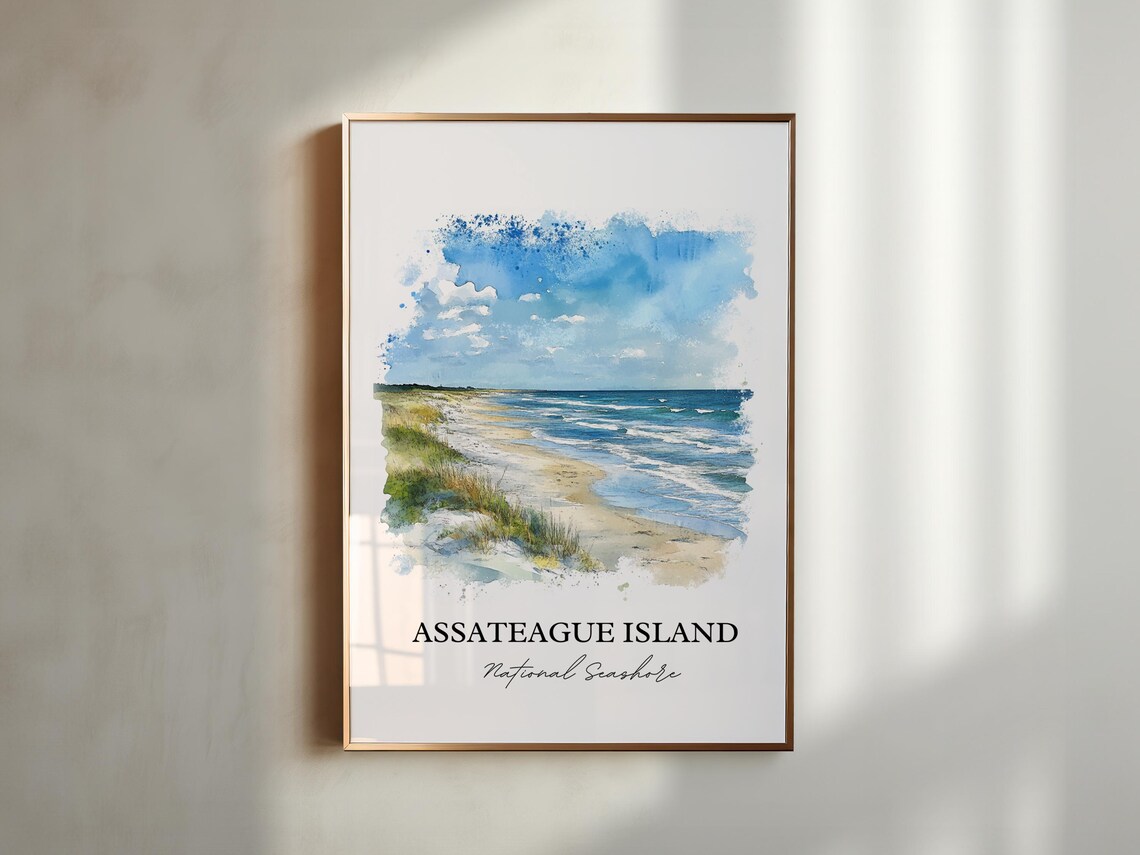 Assateague Island National Seashore Beach Dune Watercolor Poster - Image 4