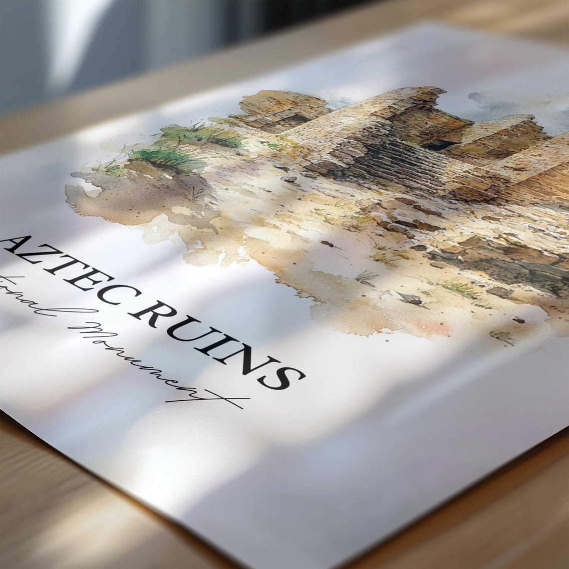 Aztec Ruins National Monument Watercolor Ancient Walls Poster - Image 6