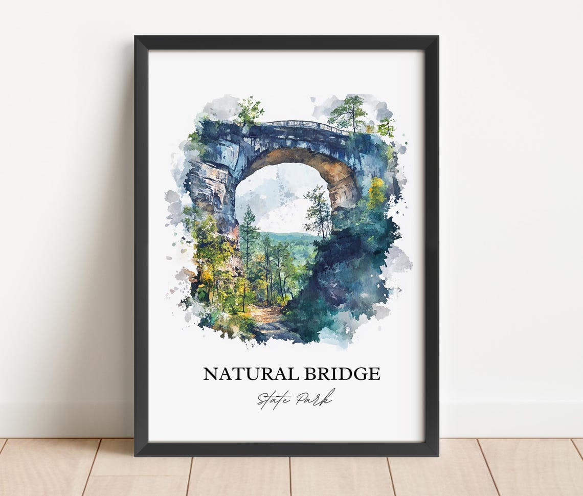 Natural Bridge State Park Virginia Stone Arch Watercolor Poster - Image 5