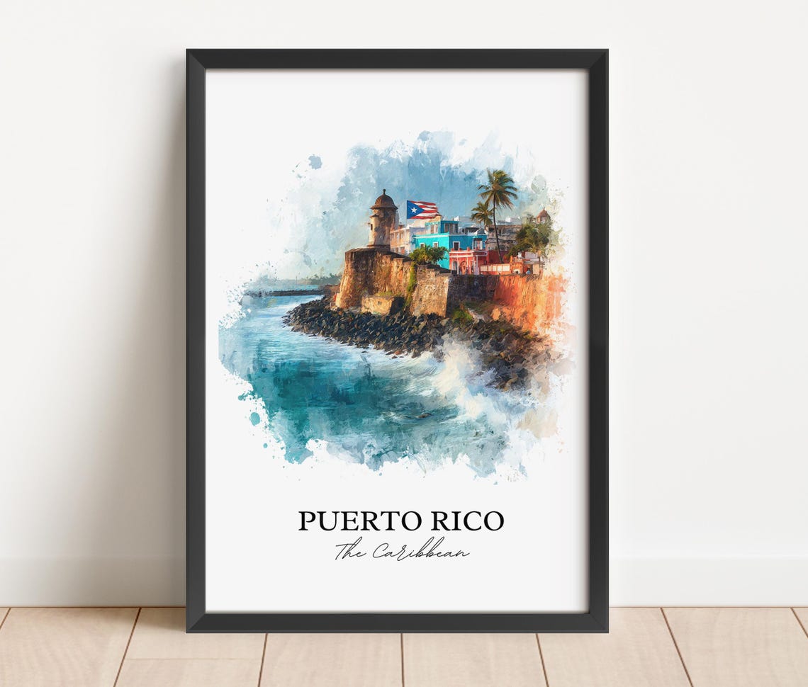 Puerto Rico Wall Art Print Watercolor Gift Travel Poster Housewarming - Image 4