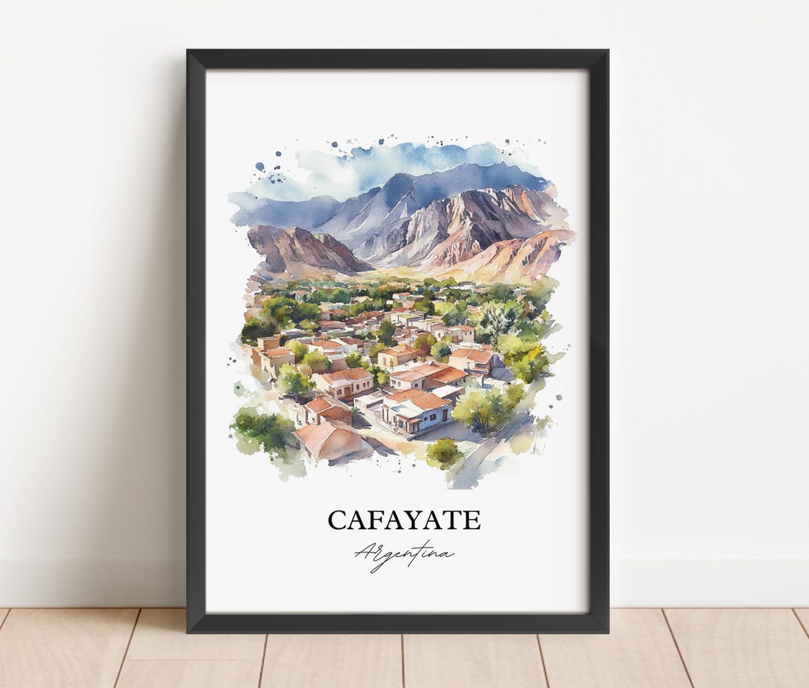 Cafayate Argentina Mountain Valley Town Watercolor Travel Poster - Image 4